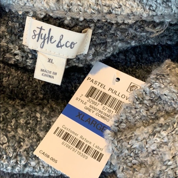 Style & Co Ombré Boucle Sweater Grey Combo XL - Picture 6 of 7